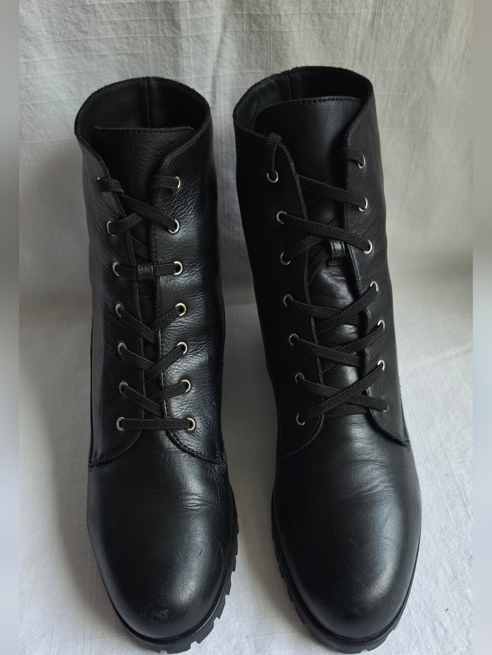 Grigiarancio Black Leather Lace Up Ankle Boots Made Italy EU 38